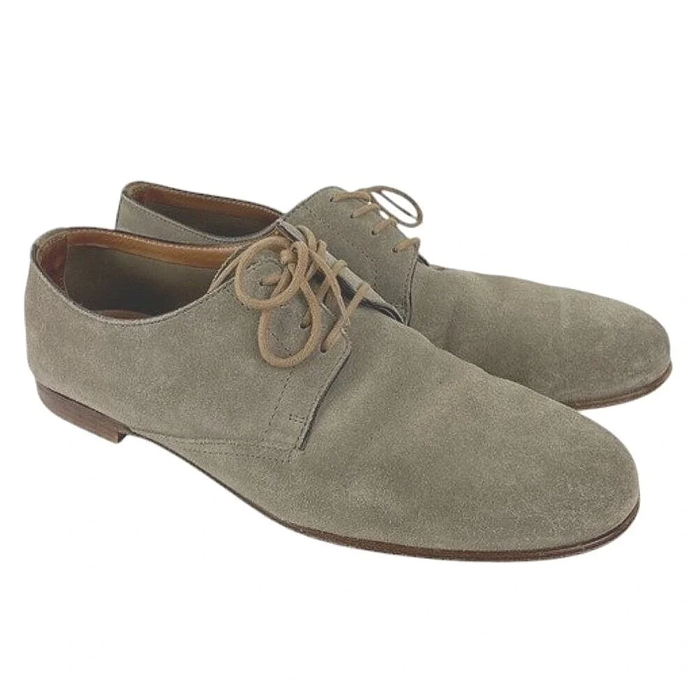 Bottega Veneta Suede Lace Up Derby Shoes Mens 8.5 Taupe Brown Made In Italy